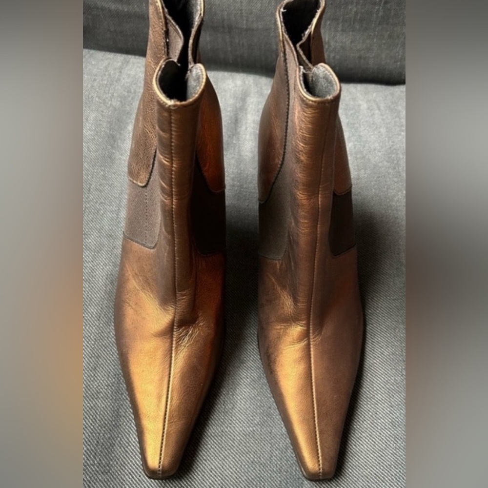 Donald J. Pliner Metallic Bronze Pointed-Toe Ankle Booties - Picture 2 of 6
